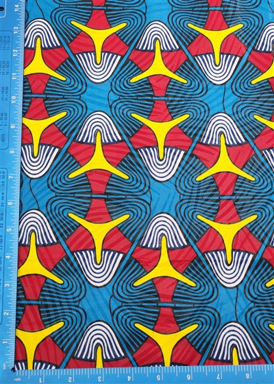 Remnant - African Print Ankara Wax Fabric | Blue Red Black Yellow White ...